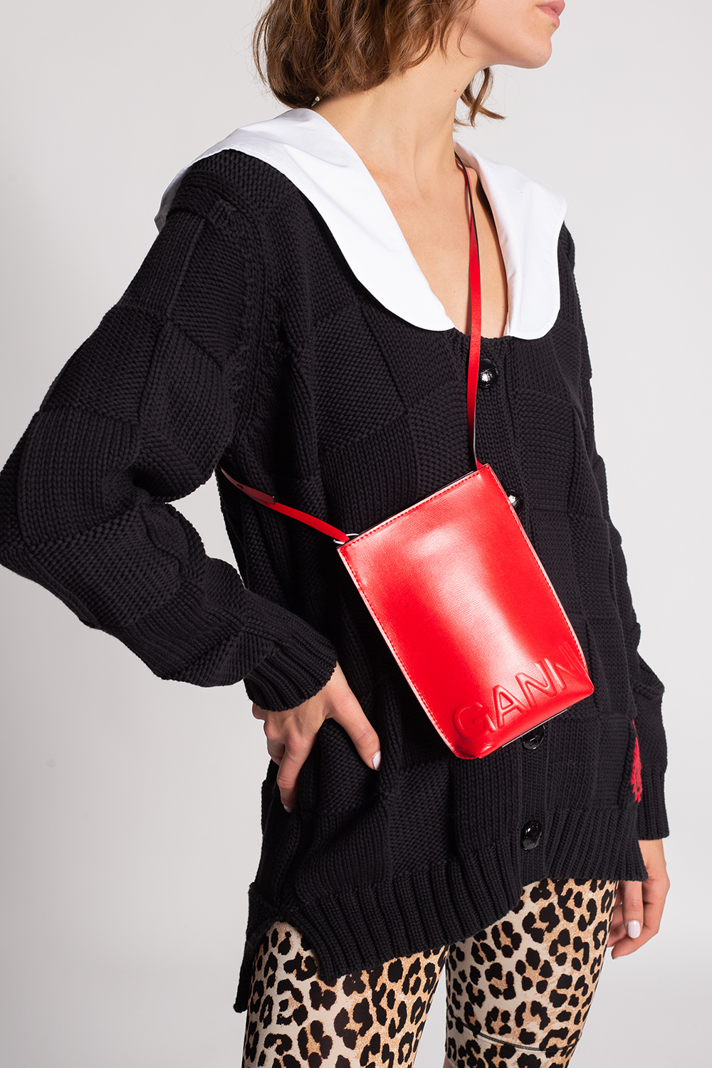 Red Shoulder bag Ganni - K Style leather crossbody bag